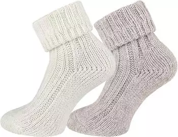 TippTexx 24 Umschlagsocken Paar superweiche Kuschel Wollsocken Alpakawolle beige dunkelbraun