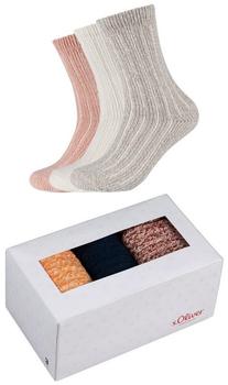 S.Oliver Sneakersockenbox 3er Pack melange offwhite