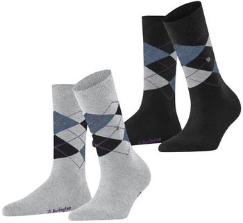Burlington Socken 2er Pack schwarz grau blau