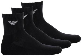 Emporio Armani Sporty Terry Cloth 3er Pack Kurzsocken schwarz