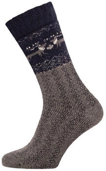 HomeOfSocks Wollsocken Thick Skandinavisch Rentier grau navy