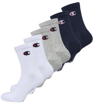 Champion Unisex Basics 6er Pack Crew Sportsocken marineblau wei&szlig; hellgrau meliert