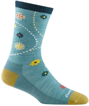 Darn Tough Garden Crew Lightweight Aqua Socken Damen Merinowolle Blumen