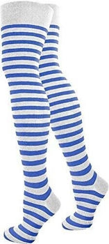 Normani Damen Overknees Über-Knie Strümpfe geringelt weiß blau