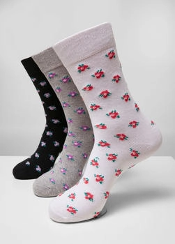 Urban Classics Recycled Yarn Flower Socken 3er-Pack grau schwarz weiß