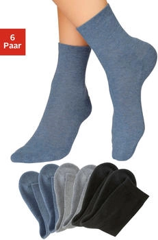 H.I.S Jeans Socken 6-Paar Frottee schwarz jeans-melange grau-melange