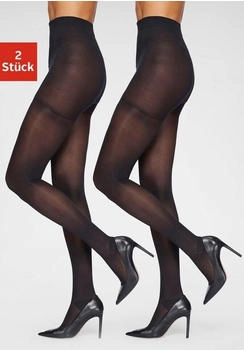 Lascana St&uuml;tzstrumpfhose verst&auml;rktem H&ouml;schenteil schwarz 2er-Pack