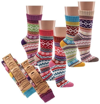 Wowerat Norweger Socken bunt beige lila Baumwolle atmungsaktiv