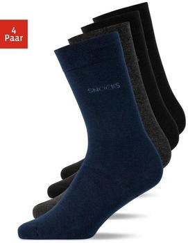 Snocks Business Socken aus Bio-Baumwolle 4er-Pack mehrfarbig