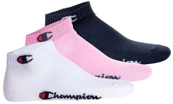 Champion Unisex Socken 3er Pack Quarter Socken Basic Logo pink wei&szlig; blau