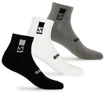 Salomon Everyday Ankle 3-Pack Multifunktionssocken weiß schwarz mittelgrau