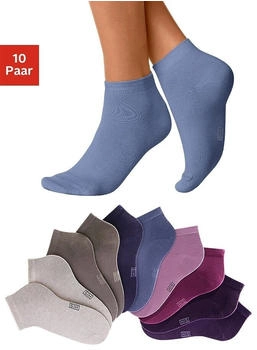 H.I.S Jeans Kurzsocken 10-Paar verst&auml;rkte Ferse Spitze taupe beige pflaume jeans lila altrosa pink