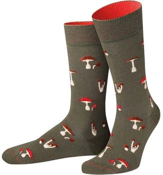 Von Jungfeld Bio-Socken 'Fliegenpilz' graugrün