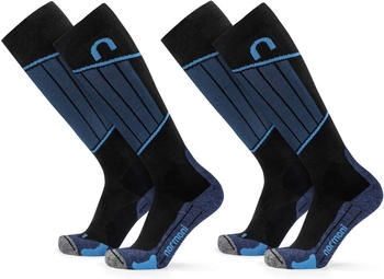 Normani Paar Merino Kompressionskniestrümpfe Darwin blau schwarz