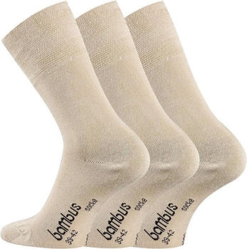 TippTexx 24 Paar Bambus Socken beige
