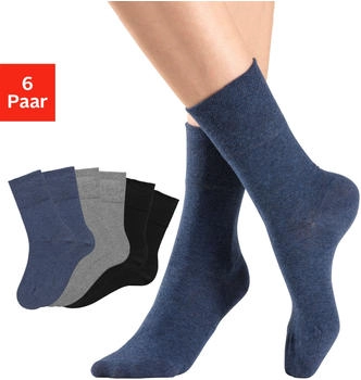H.I.S Jeans Socken Paar Komfortbund 1x jeans 1x schwarz 1x grau-meliert