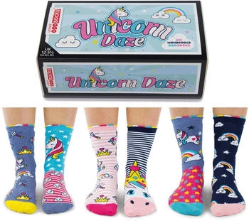 United Oddsocks Einhorn und Regenbogen Oddsocks Socken 6er Set
