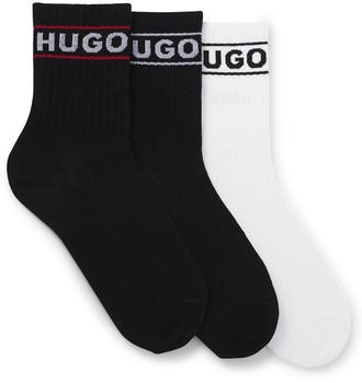 HUGO Dreier-Pack kurze Socken Logos 50517669 weiß schwarz