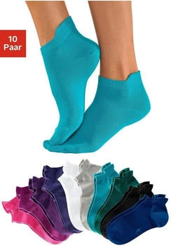 KangaROOS Sneakersocken 10-Paar erh&ouml;htes B&uuml;ndchen himbeere schwarz pink pflaume wei&szlig; grau t&uuml;rkis petrol blau lila