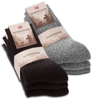 sockenkauf24 Paar Norweger Socken grau schwarz