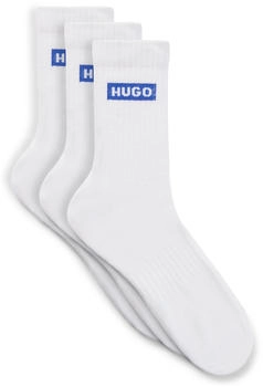 HUGO Dreier-Pack kurze Socken mit blauen Logos - Style 3P QS BLUE LOGO CC 50523025 Weiß