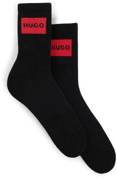 HUGO Zweier-Pack kurze Socken mit roten Logos - Style 2P QS RIB LABEL CC W 50510661 Schwarz