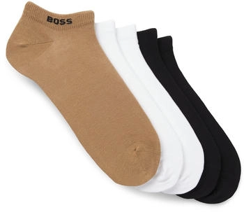Hugo Boss Fünfer-Pack Sneakers-Socken aus Baumwoll-Mix mit Branding - Style 5P AS Uni CC 50493197 Schwarz / Weiß / Beige