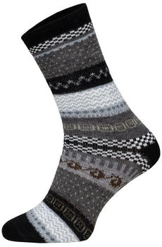 HomeOfSocks Socken 45% Bunt Skandinavisches Design 2er Pack Fröhlich Bunten Muster Druckarmer Zehennaht schwarz bunt 43-46