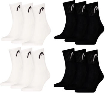Head Unisex Short Crew Sportsocken 12er Pack schwarz weiß