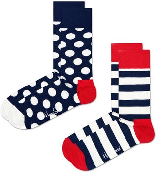 Happy Socks Classic Big Dot 2er-Pack blau rot weiß