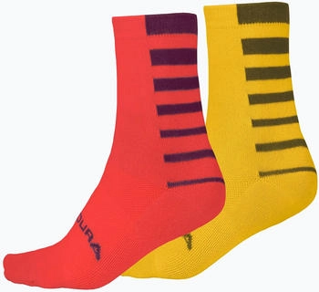 Endura Stripe Coolmax Socken hellrot gelb