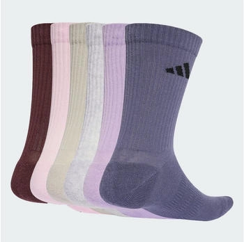 Adidas Cushioned Crew Socken 6 Paar Aurora Ruby / Preloved Violet / Powder Plum / Light Grey Heather (JW6009)