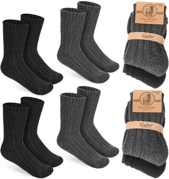 Brubaker Paar Kinder Wollsocken schwarz anthrazit