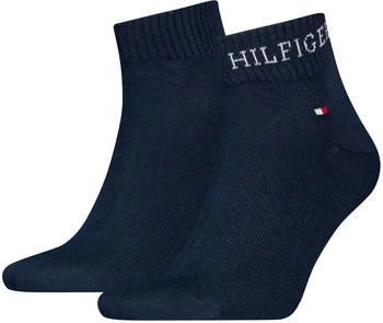 Tommy Hilfiger Kurzsocken 'TH MEN QUARTER 2P HILFIGER TAB' Paar blau navy
