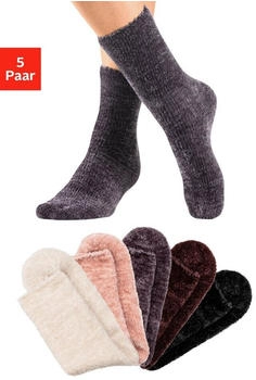 Lavana by Otto Kuschelsocken Paar ecru rose taupe braun schwarz