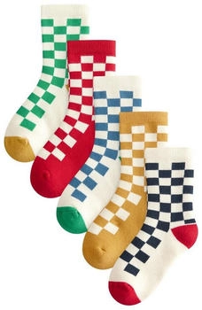 Next Fashion Kurzsocken gemütlich 5er-Pack ecru bright checkerboard