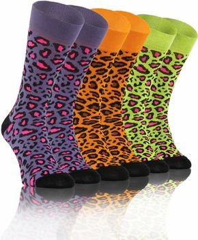 Sesto Senso Lustige Bunte Verrückt Socken Baumwolle Pack gefleckte Katze Gepard