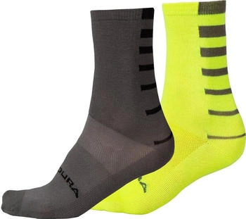 Endura Coolmax Stripe Socken doppelpack neon-gelb