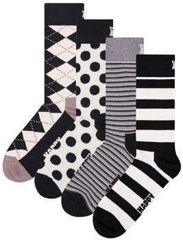 Happy Socks Unisex Socken 4er Pack schwarz weiß
