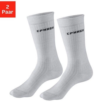 COPENHAGEN Basicsocken 2er-Pack geripped warme Wolle grau meliert