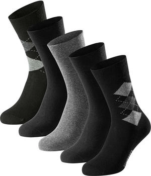 Schiesser Socken 5er Pack 'Bluebird' Baumwoll-Mix uni gemustert