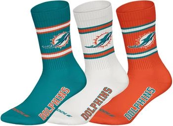 NFL Miami Dolphins 3er Pack Crew Socken teal weiß orange