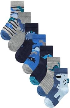 Next Fashion Socken hohem Baumwollanteil 7er-Pack Blue Dino