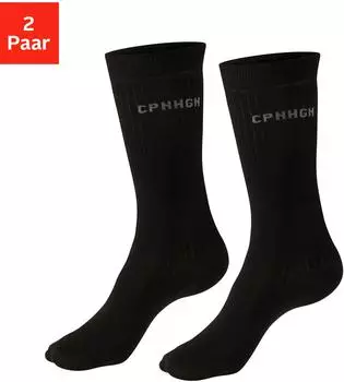COPENHAGEN Basicsocken Paar gerippt wärmende Wolle schwarz
