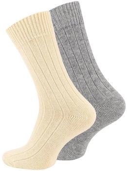 Cotton Prime Alpaka Wollsocken 2 Paar (2183) ecru/hellgrau