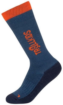 Trollkids Ski Socken nordic blue/mystic blue/flame orange