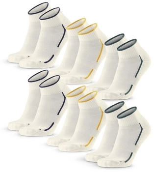 Danish Endurance Kurze Sportsocken aus Bio-Baumwolle cremewei&szlig;/dunkelgr&uuml;n/marineblau/senfgelb