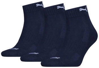 Puma Unisex Quarter-Socken mit Polsterung 3er-Pack navy