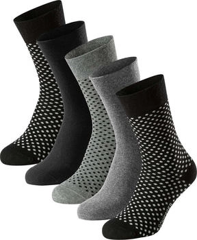 Schiesser Bluebird Socken (183276) schwarz/graumelange/schwarz gepunktet/grau gepunktet