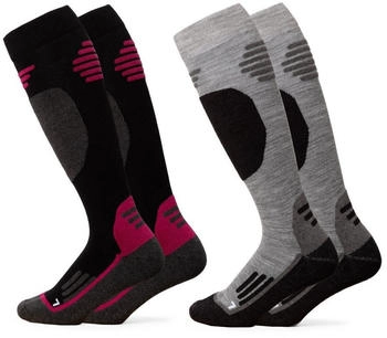 Occulto Toni Merino Skisocken 2er Pack (OC,S,Uni,Toni) grau/pink